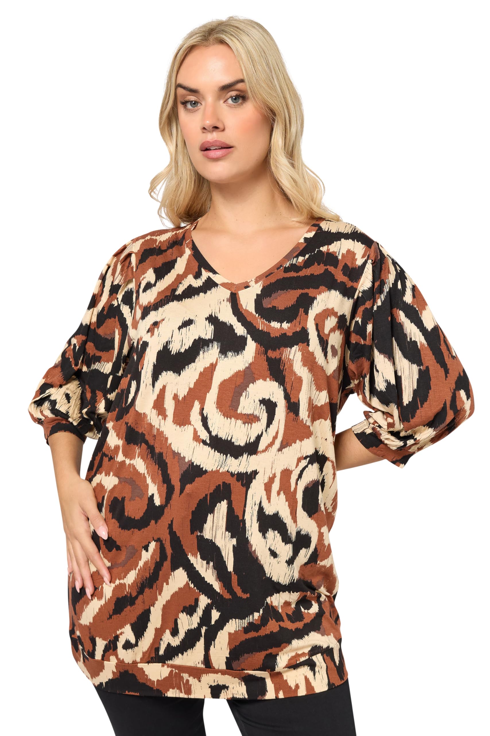 Yours Women's Black Curve Plus Size Abstract Top