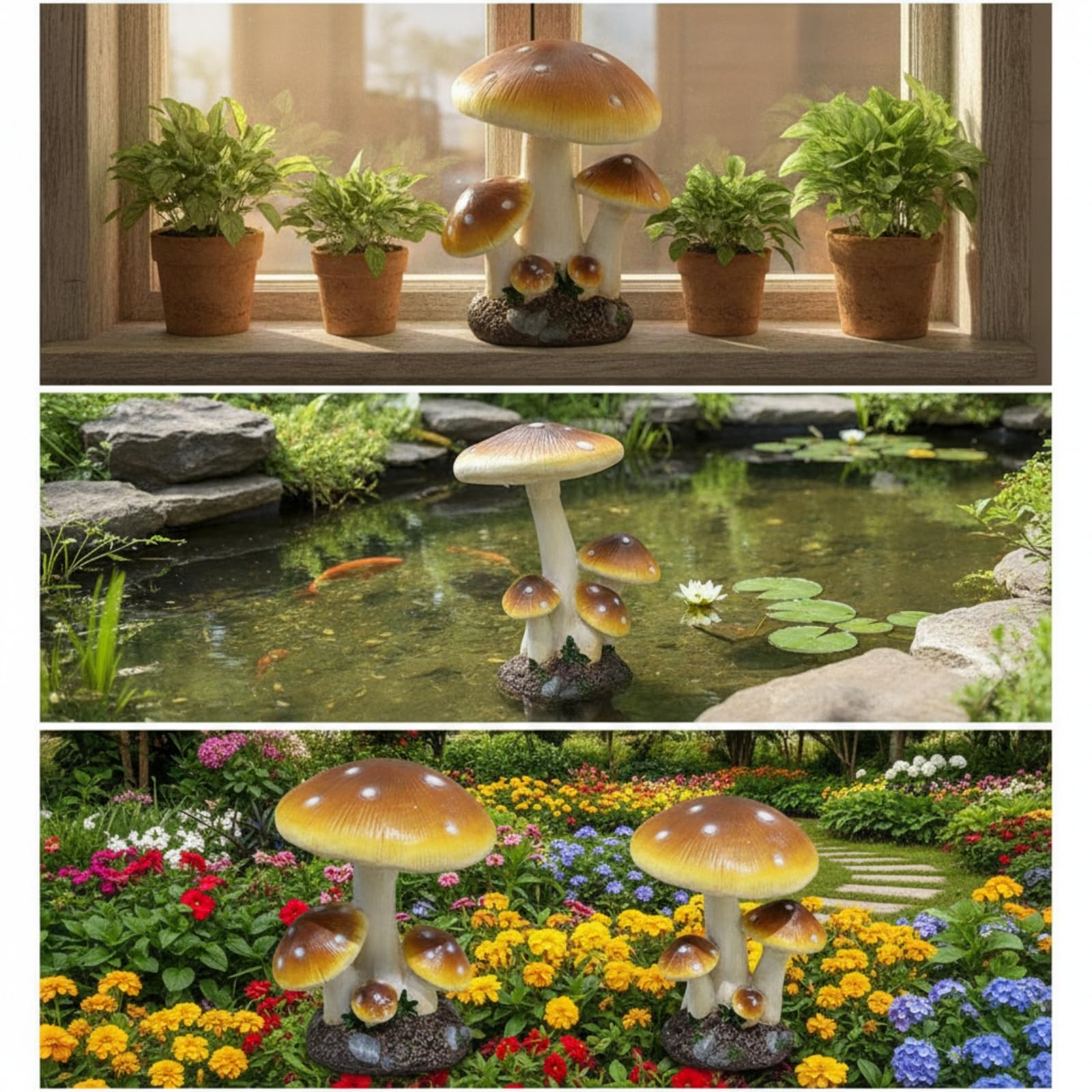 Pilz märchenhaft Pilzfigur Outdoor Pilzfigur für Gartenliebhaber, Hobbygärtner, 60 cm