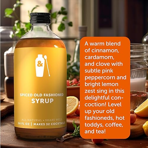 Miniatura 3 de Shaker & Spoon Jarabe de cóctel Old Fashioned, alternativa de mezcla antigua de 16 onzas, jarabes veganos, cócteles sin alcohol y bebidas sin alcohol