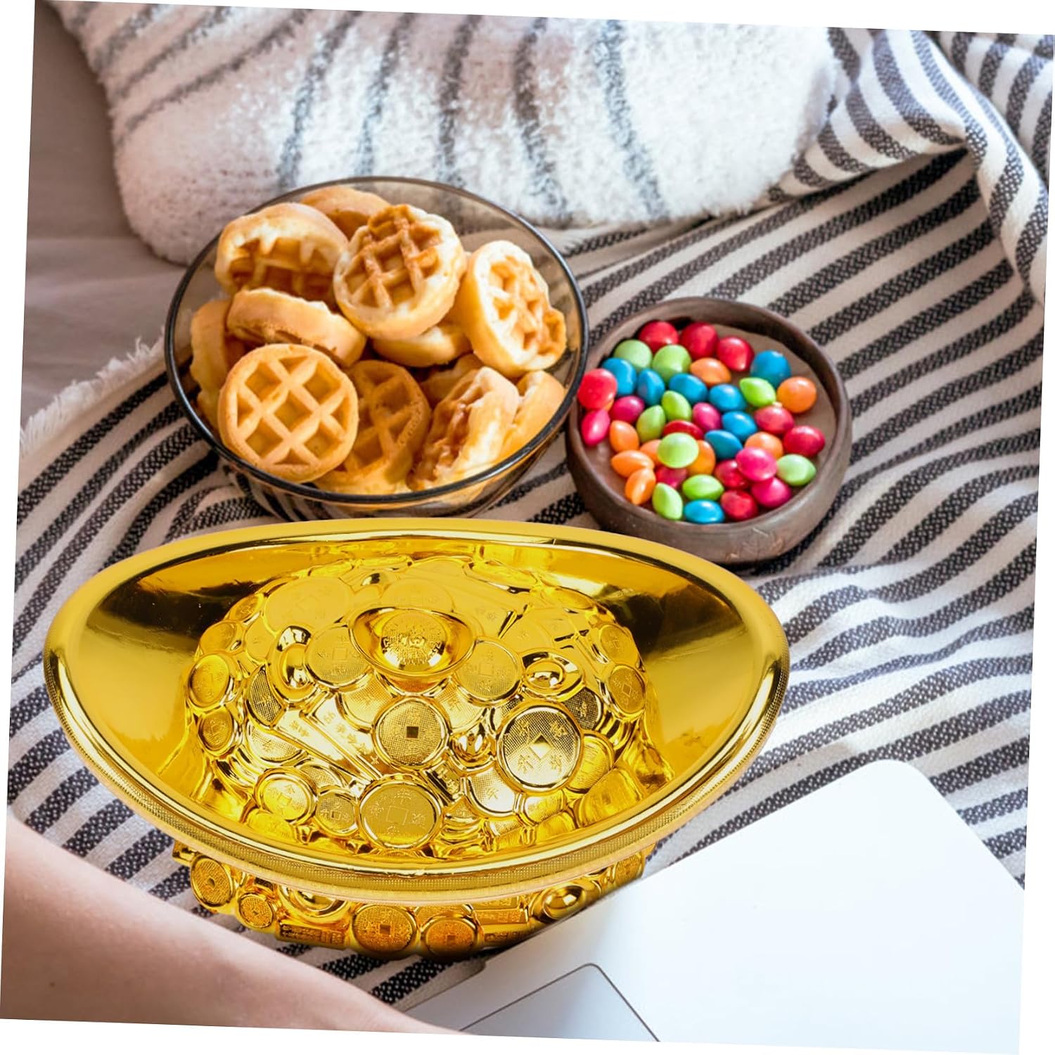 1Pc Creative Ingot Candy Box Storage Container for Snacks Treats Unique Chinese Style Decoration for Living Room Stage Prop for Parties Gifting image 4