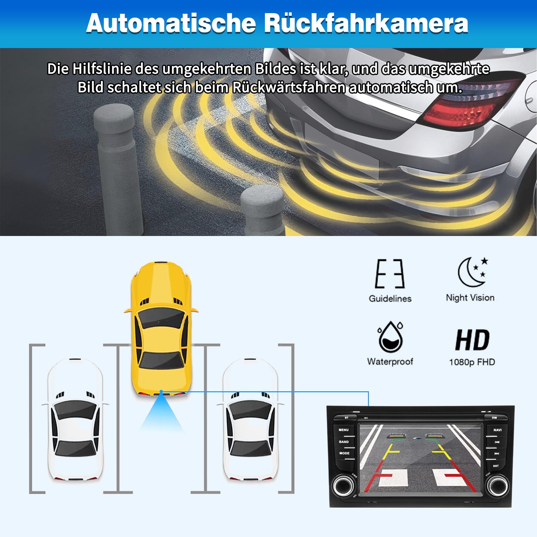 Radio samochodowe z systemem Android 13 do Audi A4/S4/RS4 B6/B7 (2002-2008) | 7-calowy ekran dotykowy IPS z kamerą cofania HD | Bezprzewodowy CarPlay i Android Auto | Nawigacja GPS 2 GB + 64 GB