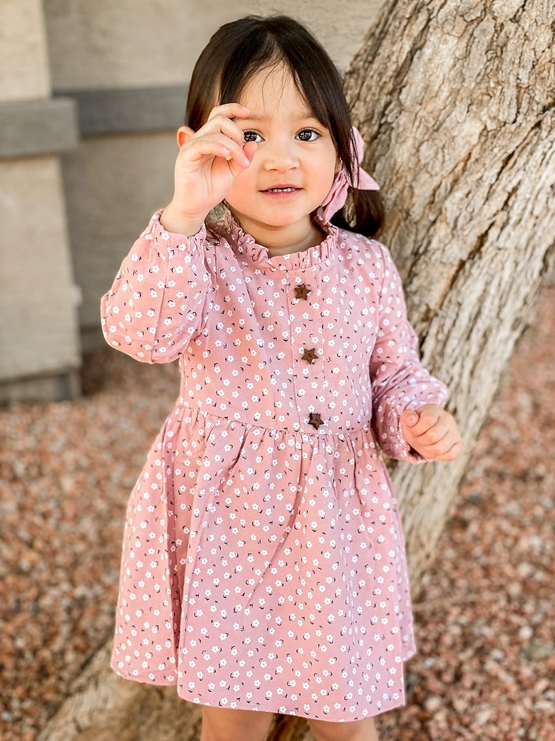 VINUOKER Toddler Girls Cotton Dress Floral Dress for Little Girls midi Dress 2-7years Fall Winter Dress - Image 2