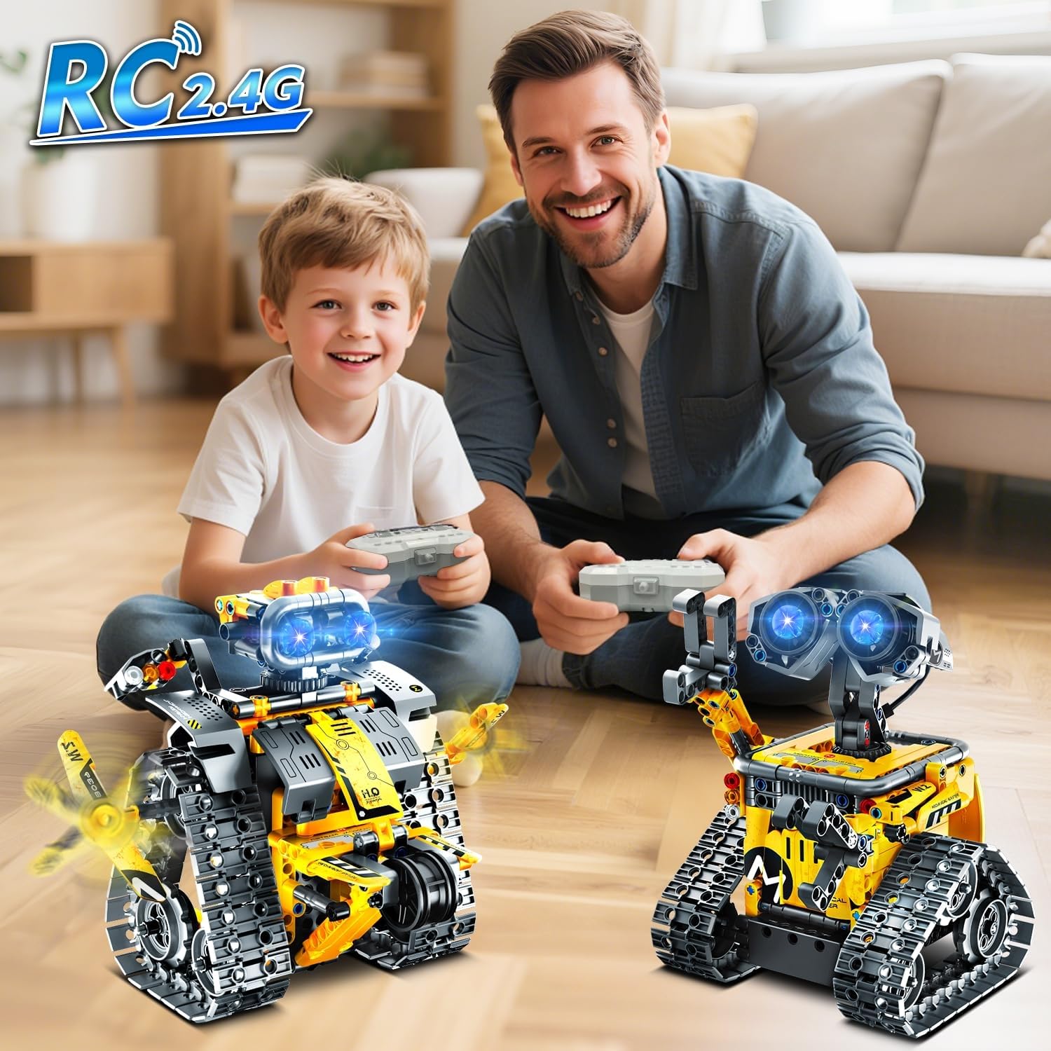 PLAXSOON Technik Roboter Bauspielzeug für Kinder, 5 in 1 App & Fernsteuerung Wall Roboter Panzer Dinosaurier Baustein, 520 Stück RC Programmierbares Spielzeug Geschenk für Jungen Mädchen 6-12+