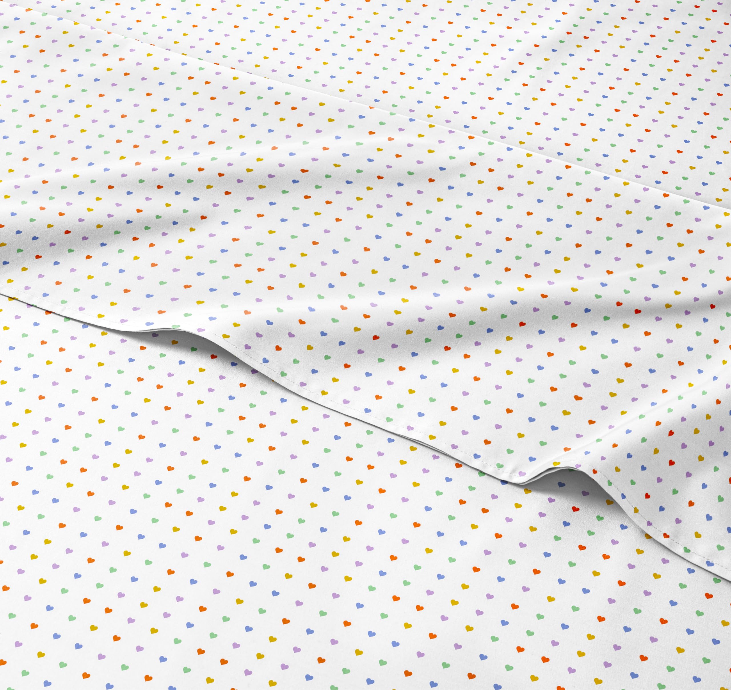 Kids Hearts Full 4 Piece Sheet Set - Boys, Girls, Teens, Toddler - Easy Fit Deep Pockets - Breathable, Hotel Quality Bedding Sheets - Machine Washable - Wrinkle Free - Cute, Cozy, Soft - CGK Linens