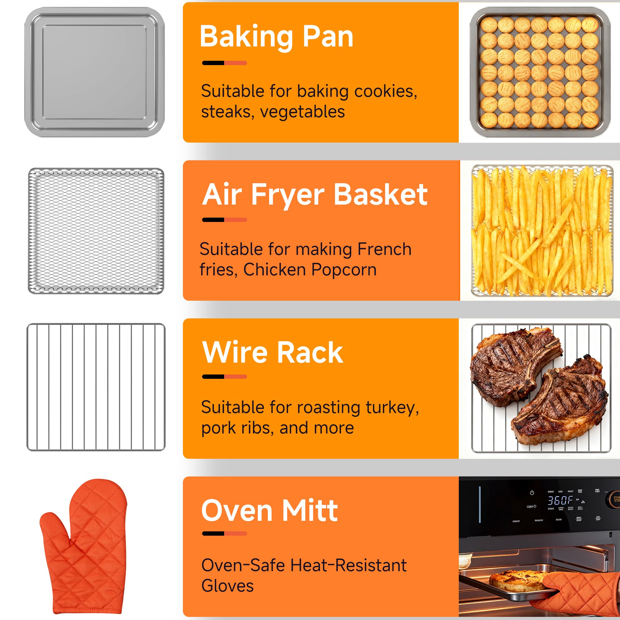 OUNIN Steam Oven 18L, 11-in-1 Air Fryer Oven with Steam Infusion, Dual Cook, Bake, Roast, Dehydrate & Self-Cleaning, 360° Even Heating, Easy to Use, Stainless Steel Inner, Space-saving Design — view 6