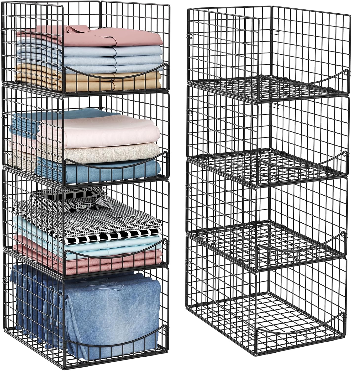 JKsmart 4 tier stackable closet organizers clothes storage shelves