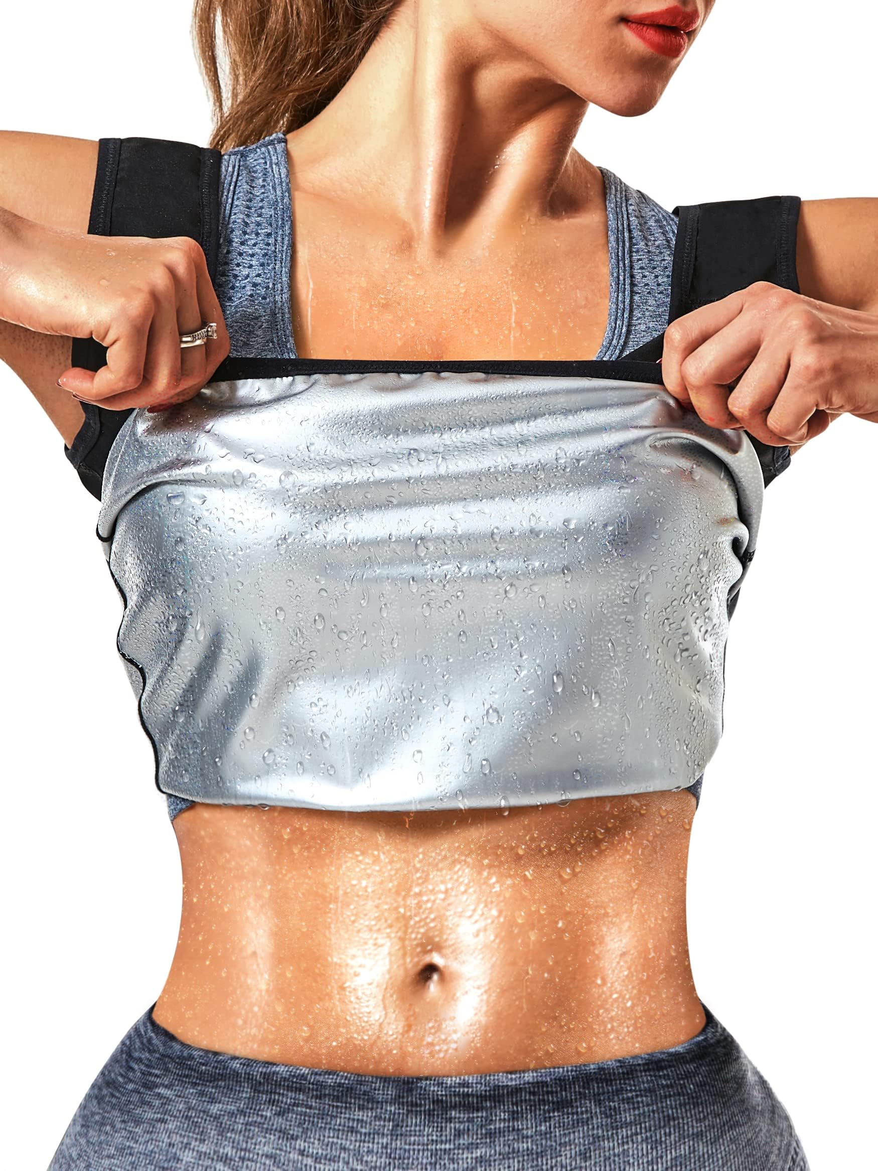 MOLLDANWomens Sauna Vest Sweat Tank Top Shapewear Weight Loss Workout Shirtï¼Ë†BH2001-07B-S/M