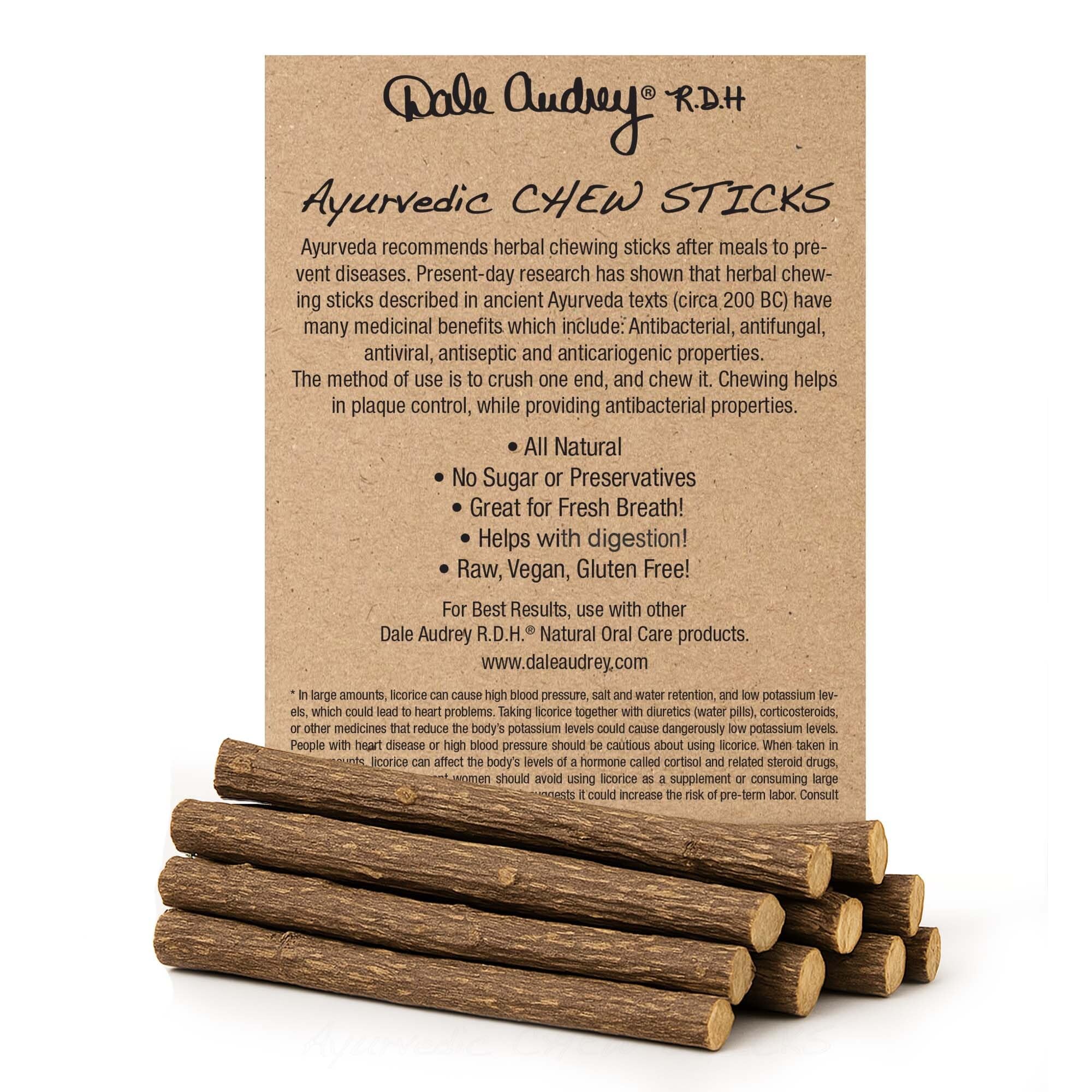 Dale Audrey Ayurvedic chew sticks for humans, organic Licorice Root with Neem, Organic Toothbrush for Oral Care & Fresh Breath | Sugar Free licorice root chew sticks, Glycyrrhiza Glabra - 1.12 Oz