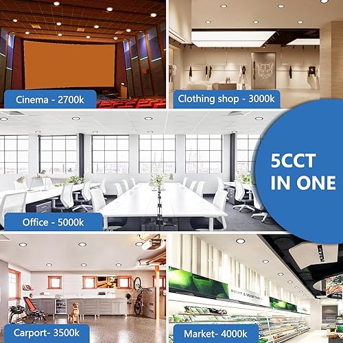 Miniatura 5 de CycevSun Paquete de 12 luces LED negras empotrables de 8 pulgadas con luz nocturna, lámpara de techo de oblea de 8 pulgadas, ultra delgada,