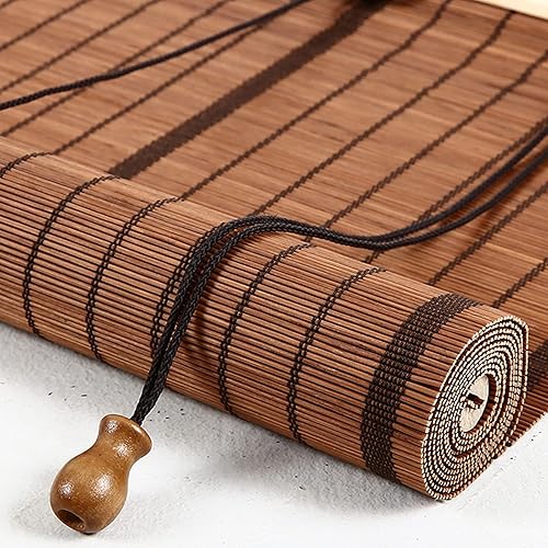 Miniatura 2 de Partition Privacidad Marrón Bambú Roll Up Window Shade, Balcón Louver Ventilación Luz Filtrado Romano Roller Shades, (Tipo de Hoja), Para