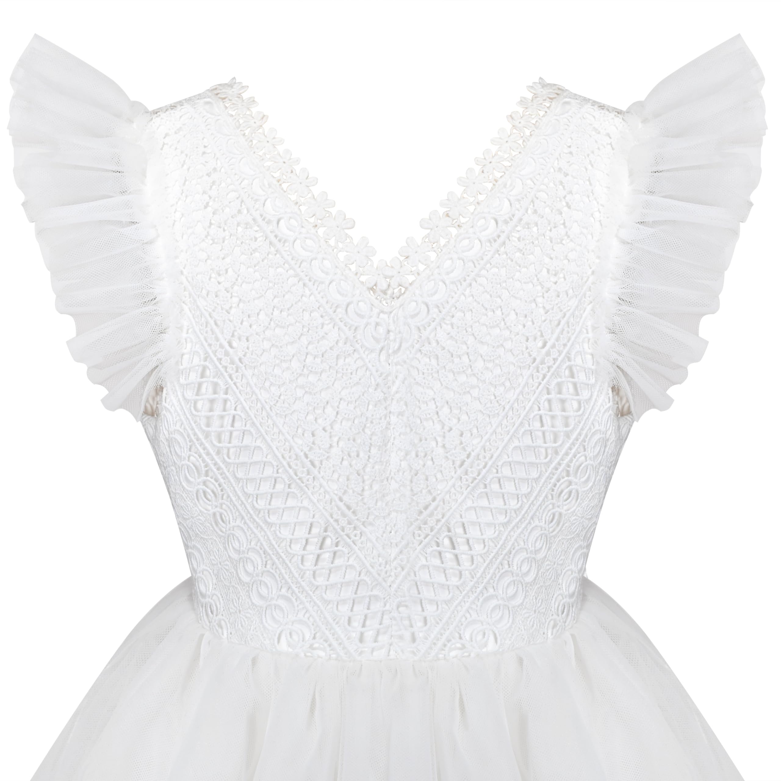 Sunny Fashion Robe Fille Pourpre Papillon Perle Dentelle V Arrière Voler Manche Tulle Partie 6-12 Ans