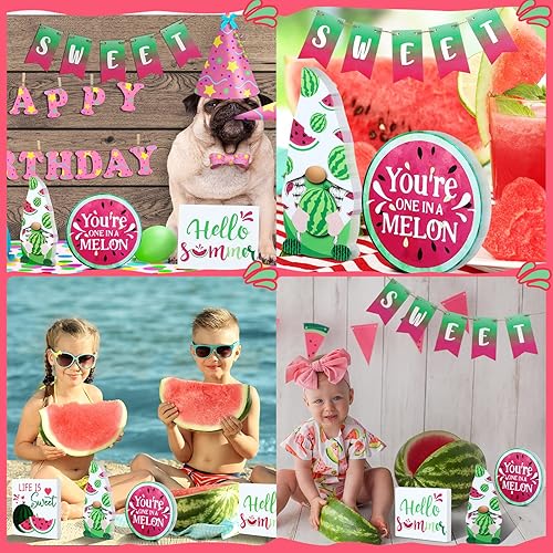 Miniatura 5 de 10 piezas de decoración de bandeja escalonada de verano de madera de granja, decoración de bandeja escalonada de limón, sandía, fresa, girasol,