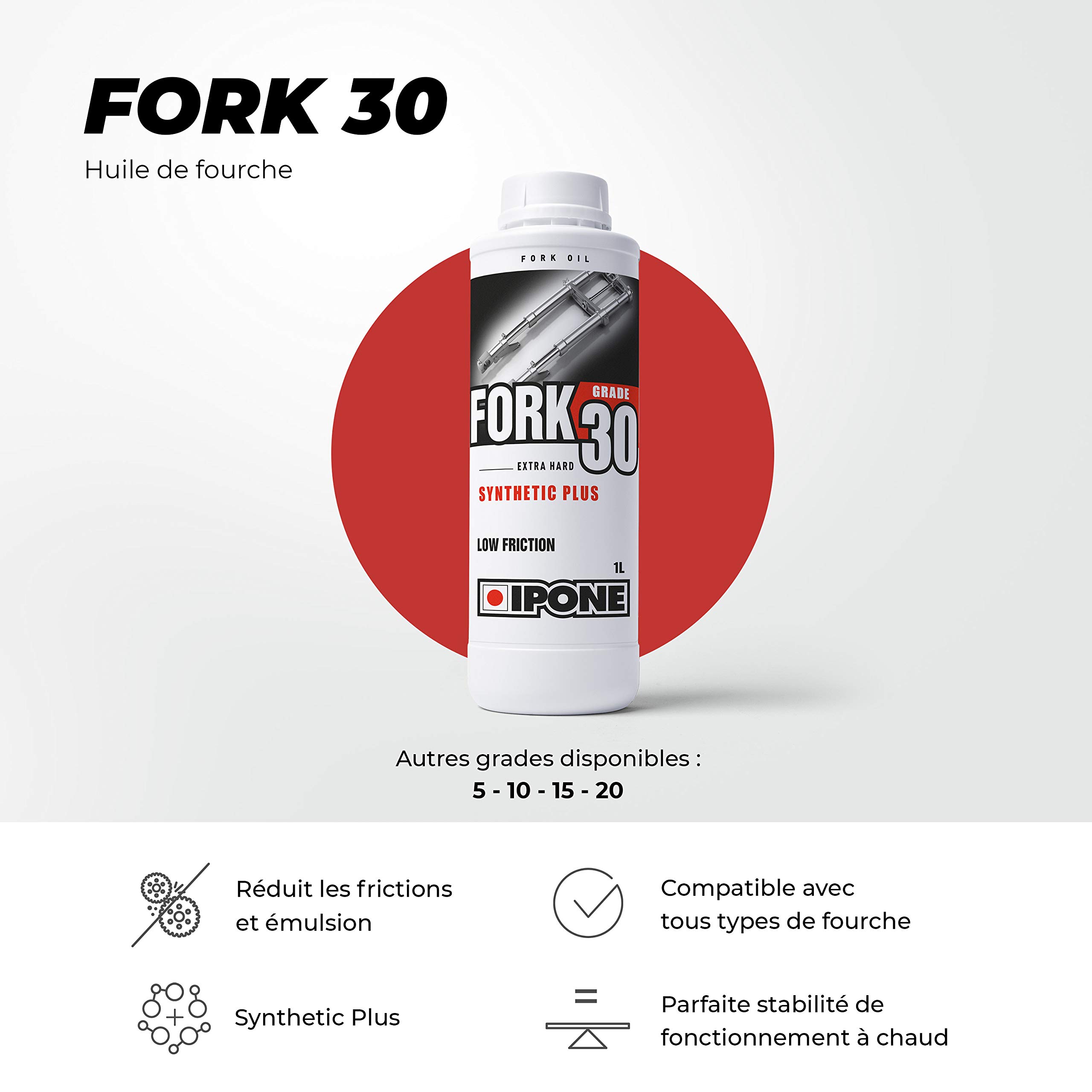 IPONE - Olio per Forcelle Moto - Fork 30 - Semisintetico - Antiattrito e Antiemulsione - Pronto all'Uso - 1 Litro