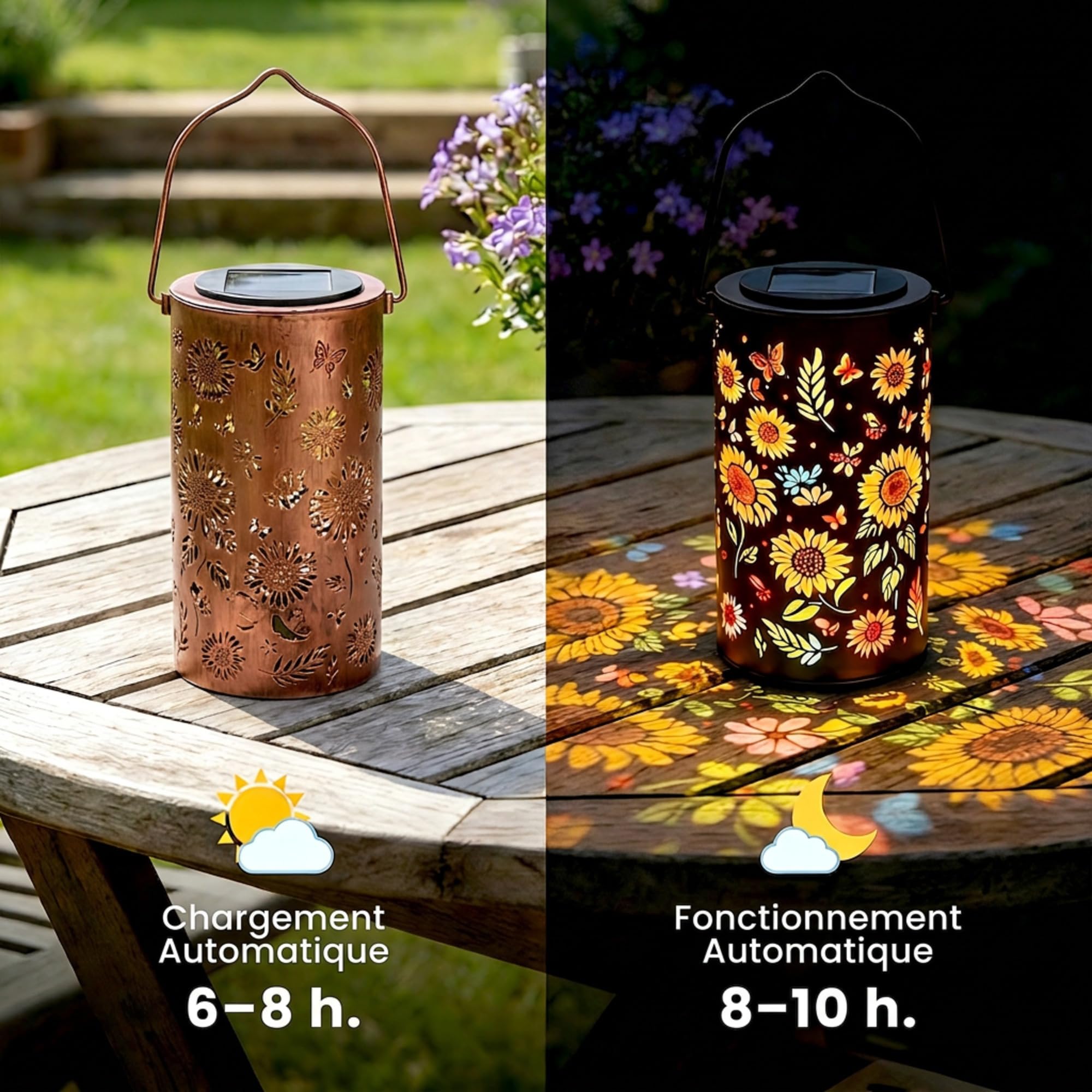 Toerjii Lampe Solaire Exterieur,IP65 Étanche Eclairage Exterieur Solaire,Lampes Solaires de jardin Colorées en forme de tournesols pour Chemins,Decoration Jardin Exterieur (A) - 4