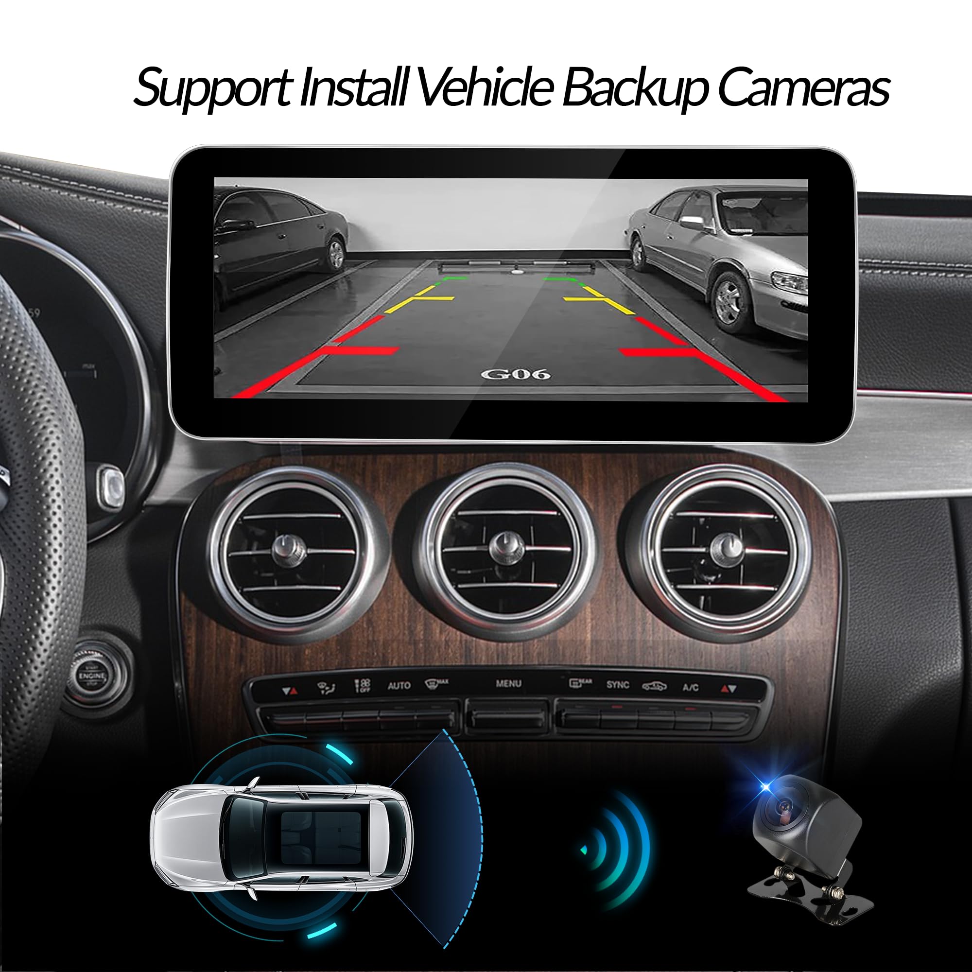 12,3-calowy ekran Android do Mercedesa klasy C W205 A205 C205 S205 NTG 5.5 CarPlay Android Auto pełny (dzielony) ekran Mirroring App Netflix Spotify TikTok nawigacja obsługa kamer pojazdów (128 GB)