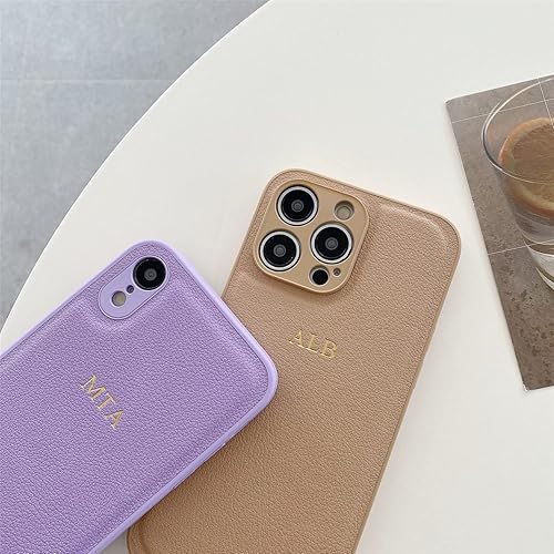 Miniatura 3 de Personalizar - Funda suave de piel sintética con letras iniciales doradas y plateadas para iPhone 14, 12, Pro, Xs, Max, 13, Mini, 11 X, XR, 7, 8