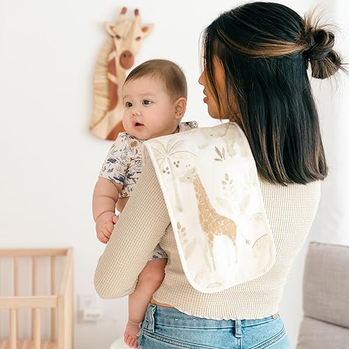 Miniatura 9 de Crane Baby Juego de 3 paños de muselina para bebé, estampado de animales safari, 100% algodón, absorbentes, ligeros, 7 x 20 pulgadas, esenciales