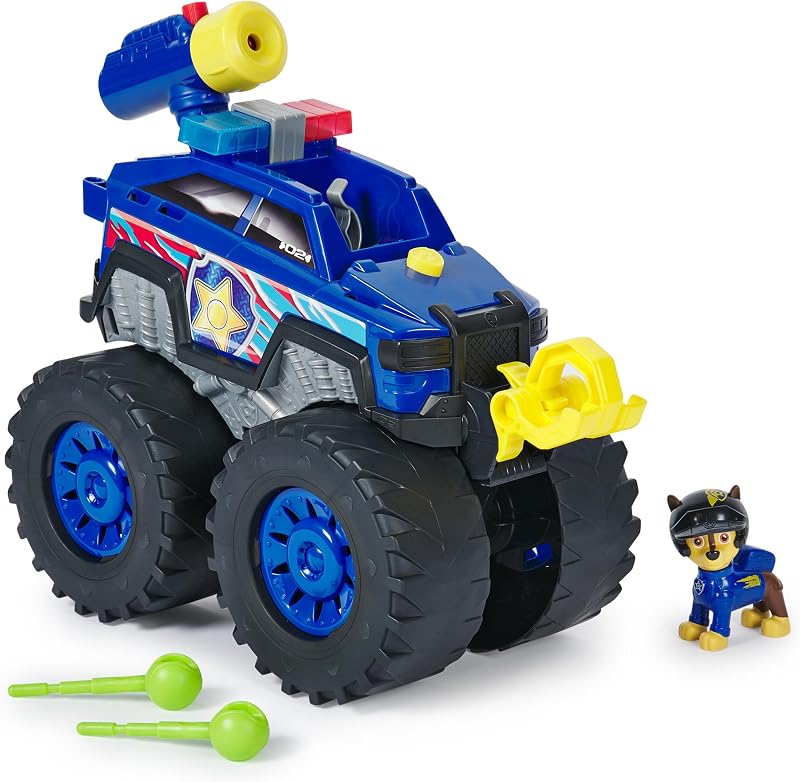 PAW Patrol Chase Deluxe Monster Truck - Motorizált Csörlővel, Fény és Hangeffektekkel, Lövedékkilövővel - Játék Gyerekeknek 3-9 Éves Korig