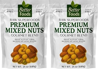 BetterFoods Raw Unsalted Premium Mixed Nuts 2-Pack (48oz) | Gourmet 6-Nut Blend Macadamias Pistachios Pecans Almonds Cashews Brazil Nuts Vegan Plant Protein Bulk Snack