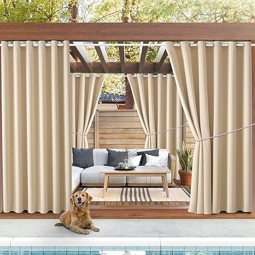 Cortinas opacas impermeables para exteriores, con ojal, para bloqueo de luz solar en ventanas del hogar, dormitorio, sala, patio, porche o kiosco, Cortinas opacas impermeables para exteriores, con ojal, para bloqueo de luz solar en ventanas del hogar, dormitorio, sala, patio, porche o kiosco,