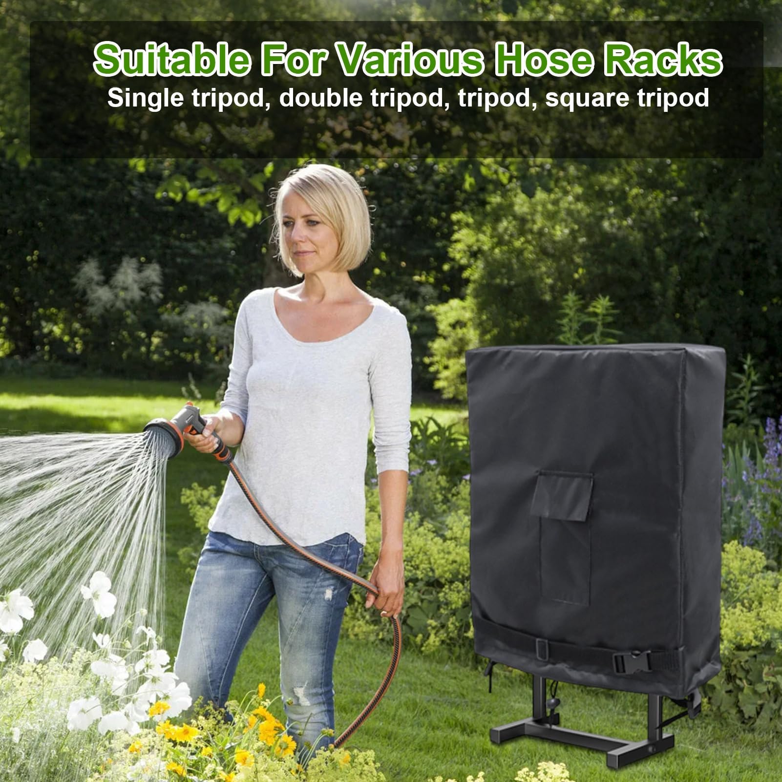 Funda protectora para manguera de jardín, soporte de tubería a prueba de polvo para patio, invernadero, camping, granja, resistente a la intemperie, diseño resistente a la intemperie
