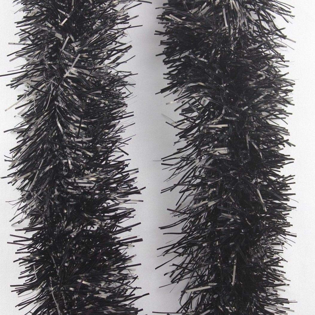 EliteKoopers 2M Black Chunky Shiny Glitter Christmas Tree Garland for Birthday Party Wedding Decoration (3 Pcs)