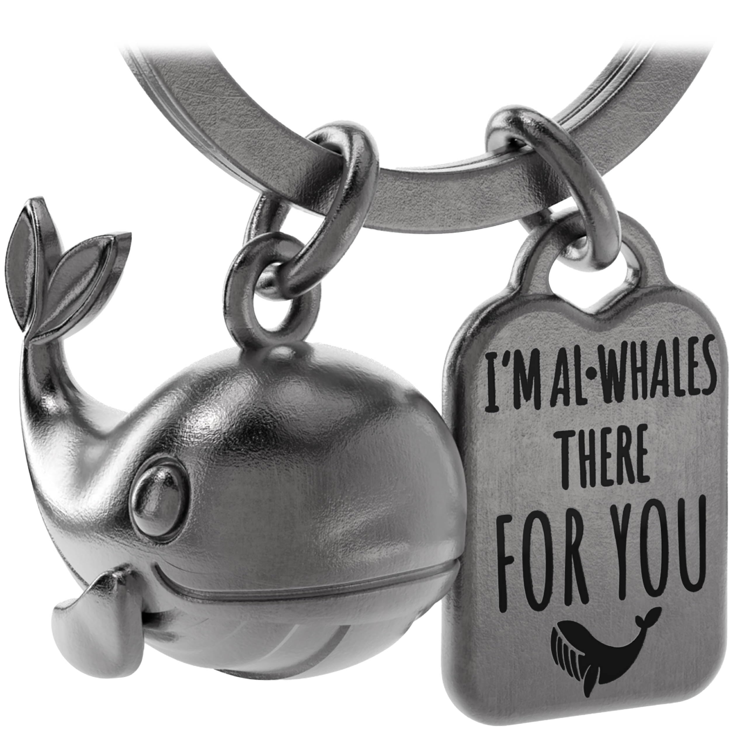 LANOLU Whale Alwhales Keychain, Lucky Charm Keychain for Partner and Best Friend, Metal Couple Gift for Friend, Metal Figurine