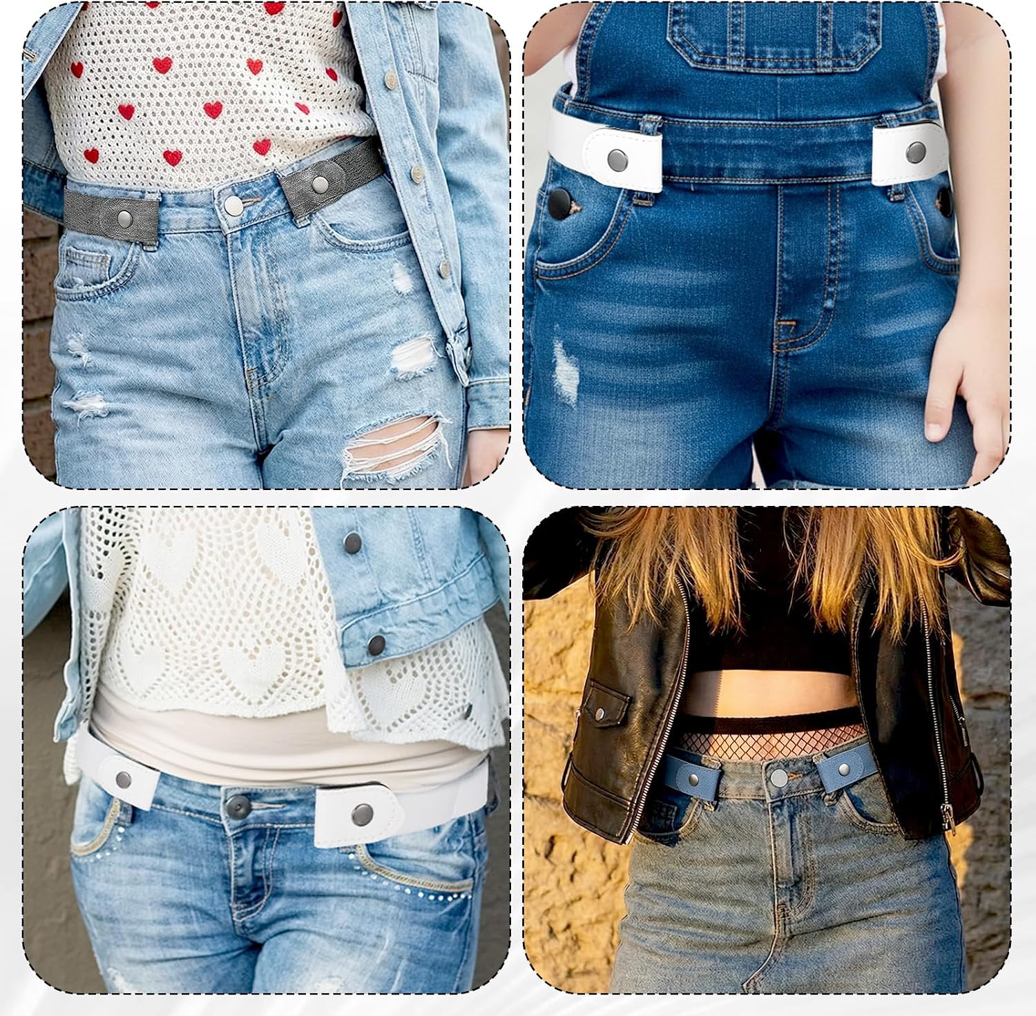Andibro 5 Pcs No Buckle Belts for Women, Adjustable Invisible Stretch Belt for Jeans & Pants, Buckle-Free Design with Fabric Material