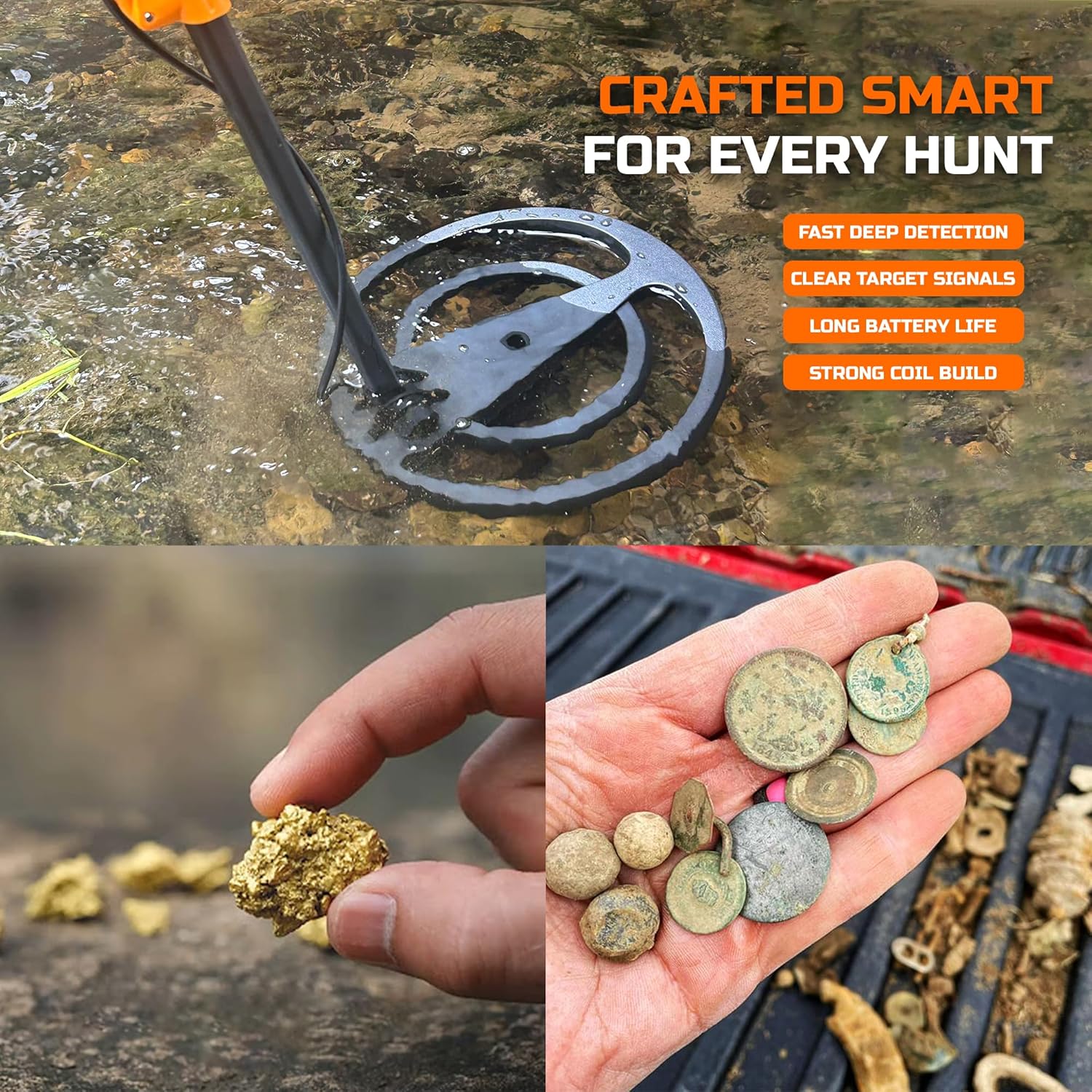 BoJa&Co Metal Detector for Adults, Professional Waterproof Gold & Silver Detector, Rechargeable Kit with 5 Detection Modes, LCD Display, Headphones, Carry Bag & 4-in-1 Digging Shovel