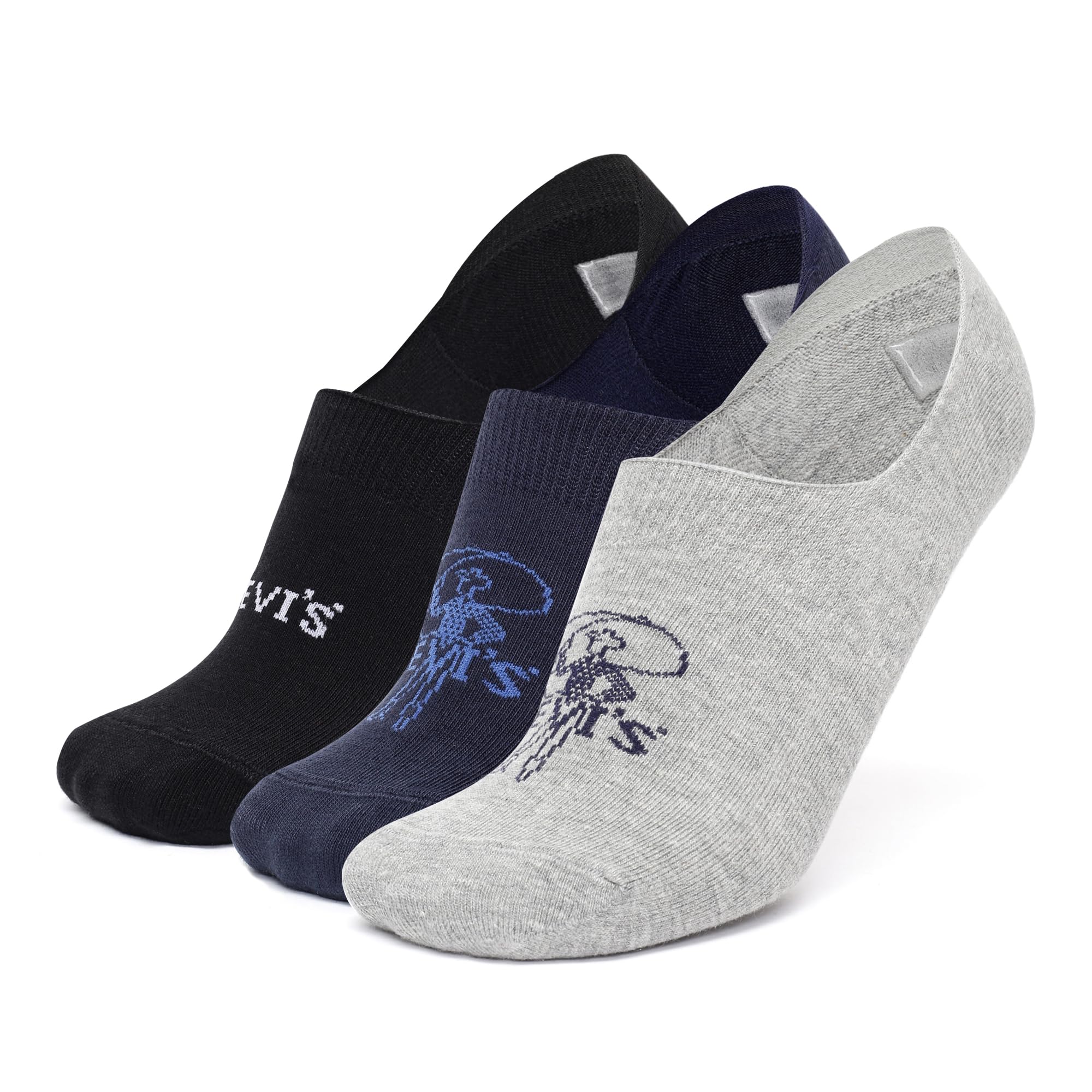 Men's Cotton Stretch No Show Anti Slip Grip Socks (Pack of 3)