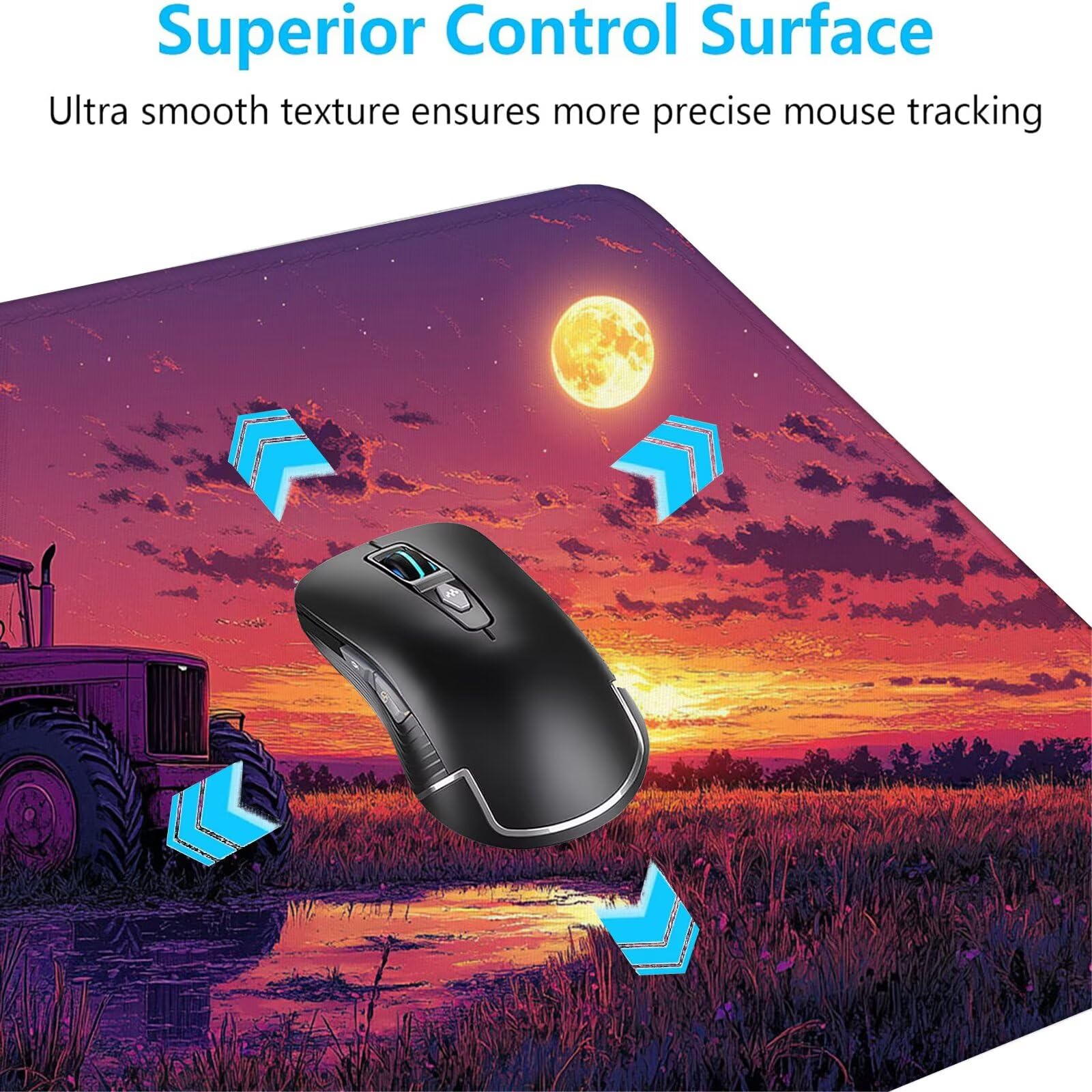 Farm Mouse Podkładka pod mysz XXL Traktor 1600 x 800 x 4 mm Podkładka pod mysz do gier, duża wodoodporna antypoślizgowa mata na biurko, podkładka pod mysz szyte krawędzie dla graczy, komputera,