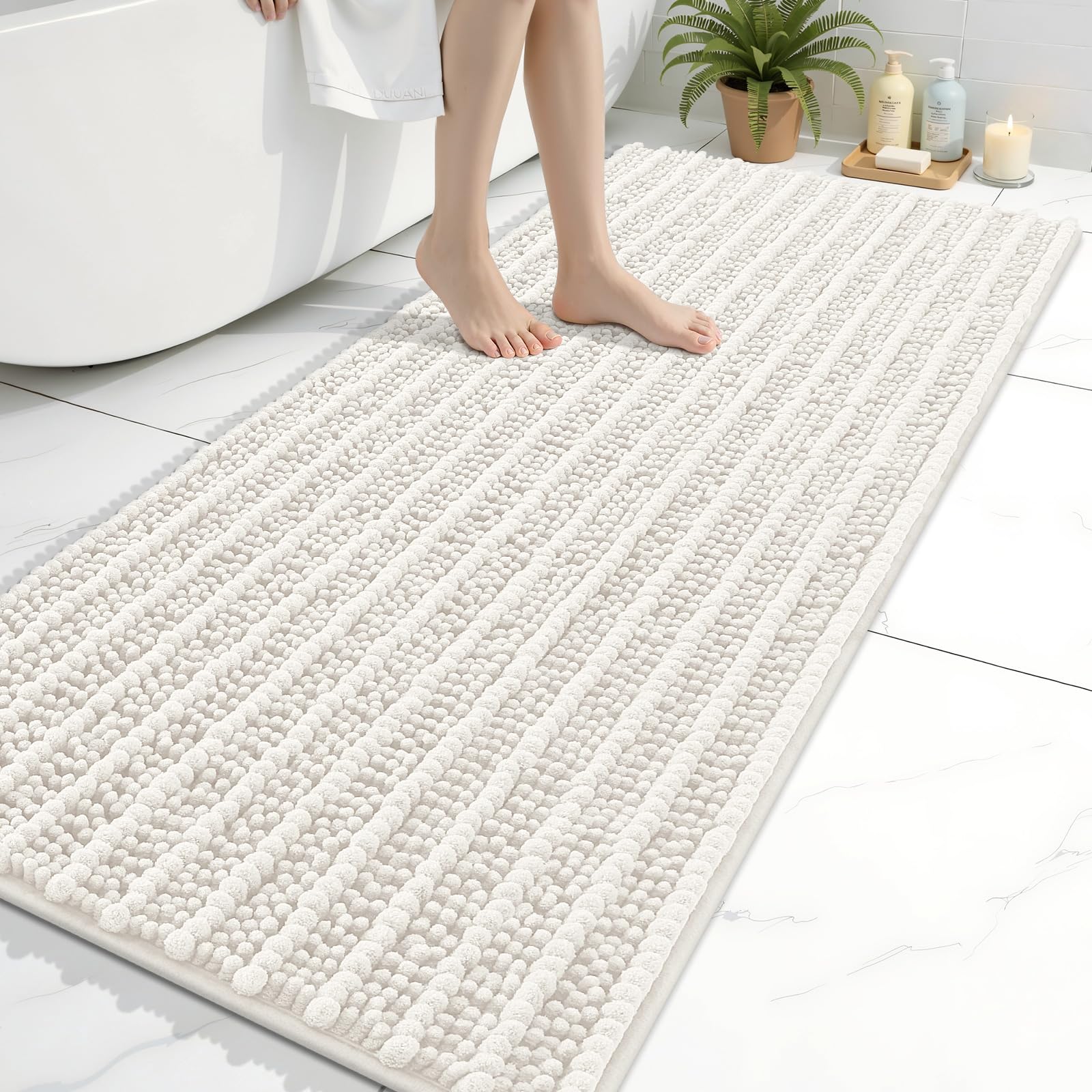 Arotive Bathroom Rugs Mat 54x24, Soft Absorbent Chenille Shaggy Bath Mat
