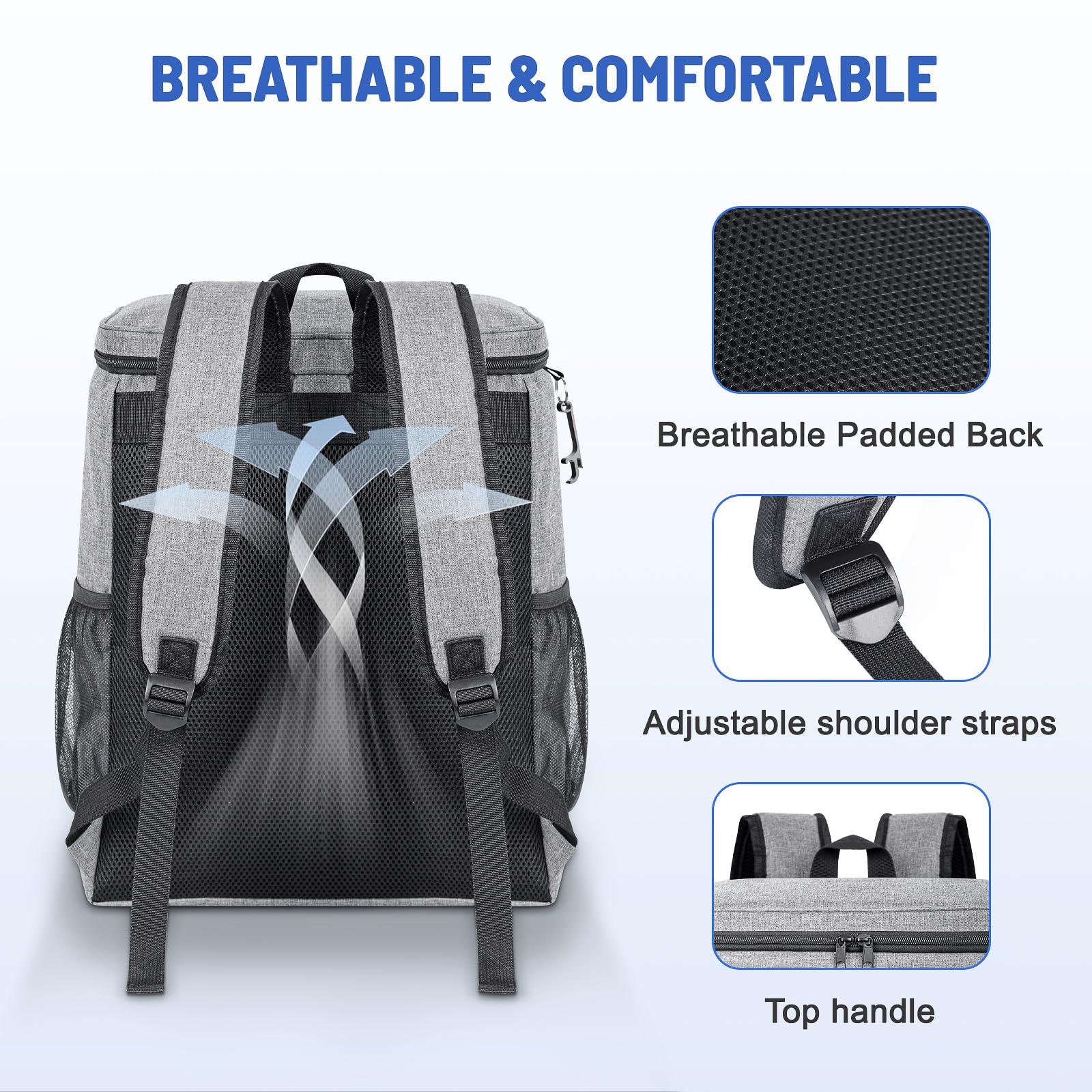 SUNTRIVA Mochila Nevera Isotermica Neveras Portatil 33L Gran Capacidad Bolsa Térmica, Mochilas Termica Porta Alimentos Cestas Impermeable Portatil para Playa, Picnic, Viaje, Camping, Barbacoa — view 7