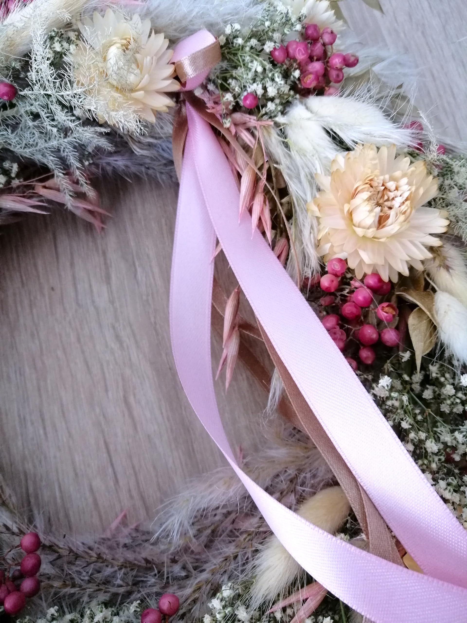 Generisch Mix Trockenblumen Kranz rosa goldfarben Wandkranz Türkranz Tischkranz getrocknet
