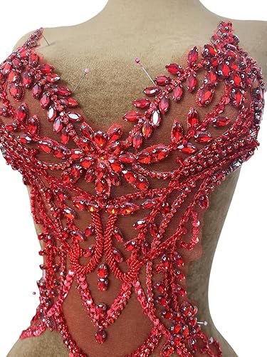 Miniatura 10 de Parches de encaje con cuentas a mano, disfraces, apliques con cristales de diamantes de imitación para manualidades, protege bodas, fiestas de