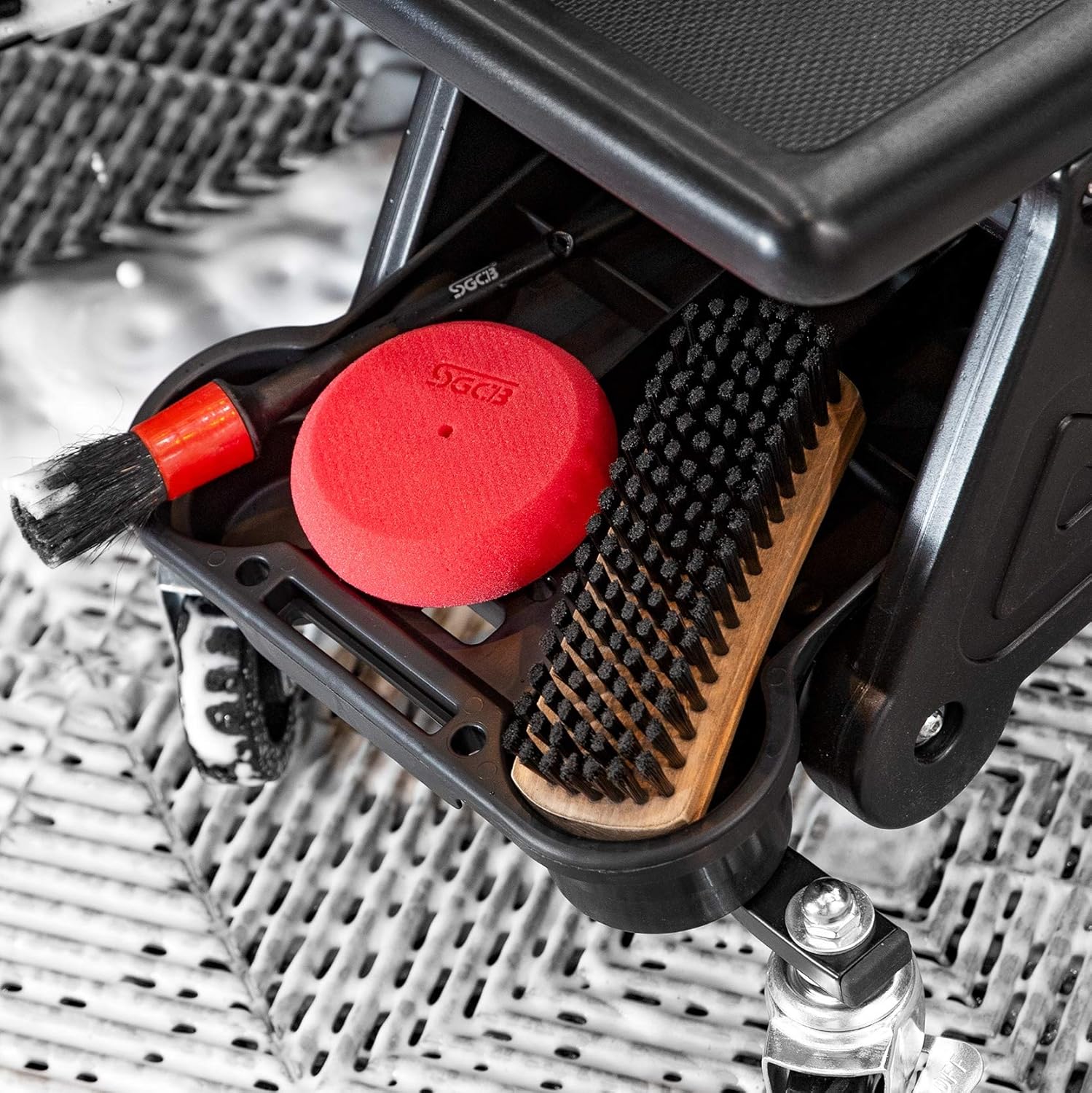 SGCB Automotive Mobile Rolling Mechanics Stool, Heavy Duty Roller Creeper Seat Chair on Brake Wheels W/Storage Drawers Tray Mechanic Stool Roller Seat for Home DIY Garage Car Detail, 220 Lbs Capacity : Automotive