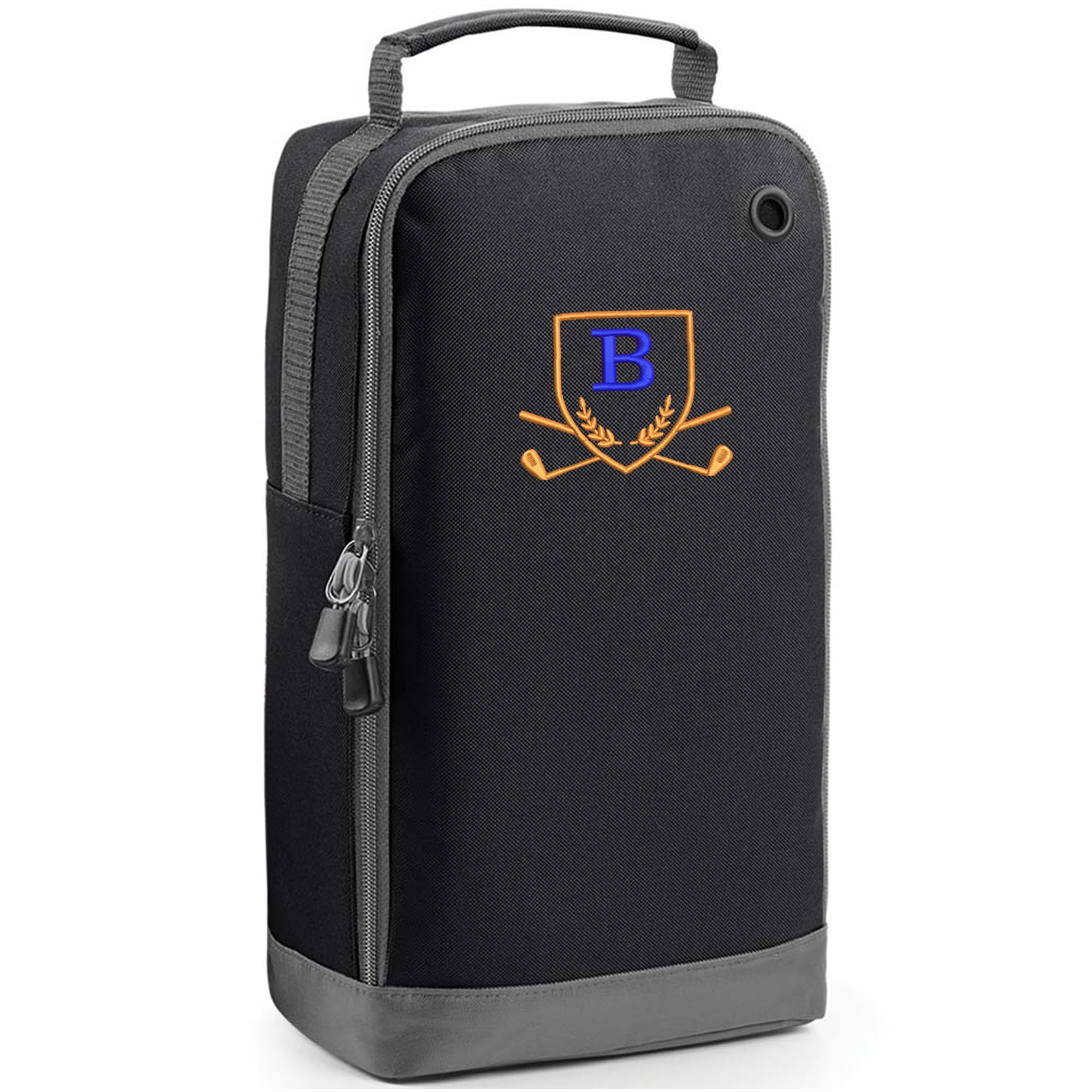 Always Looking Good Golf Shoe Bag with Monogrammed Embroidery Initial Letter Custom Embroidered Golf Boot Bag - Golf Gifts for Men (Black, B)