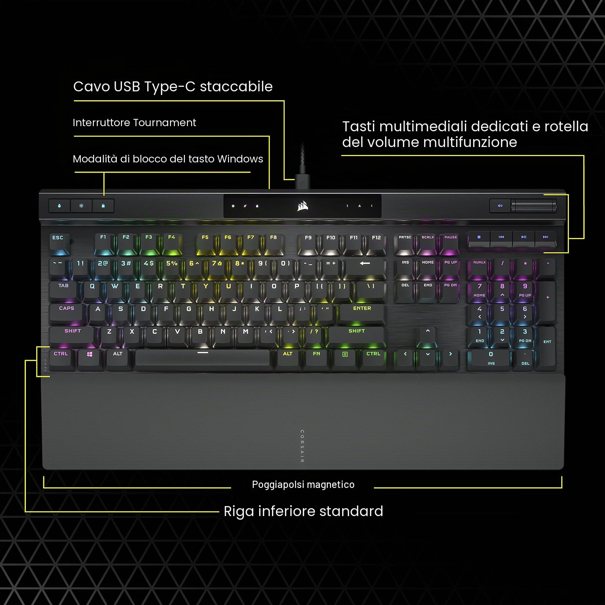 TECLADO (INGLES) CORSAIR K70 RGB PRO MX KEYBOARD RED
