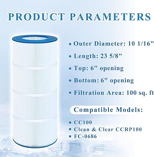Miniatura 2 de Filtro de piscina compatible con CC100, CCRP100, C-9410, PAP100-4M4, FC-0686, R173215, 1 paquete