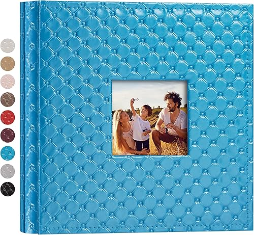 Miniatura 35 de Mublalbum Álbum de Fotos Pequeño 4x6 300 Fotos Cubierta de Cuero Libro de Fotos con Bolsillos Horizontales para Bebé Boda Aniversario y Familia Azul