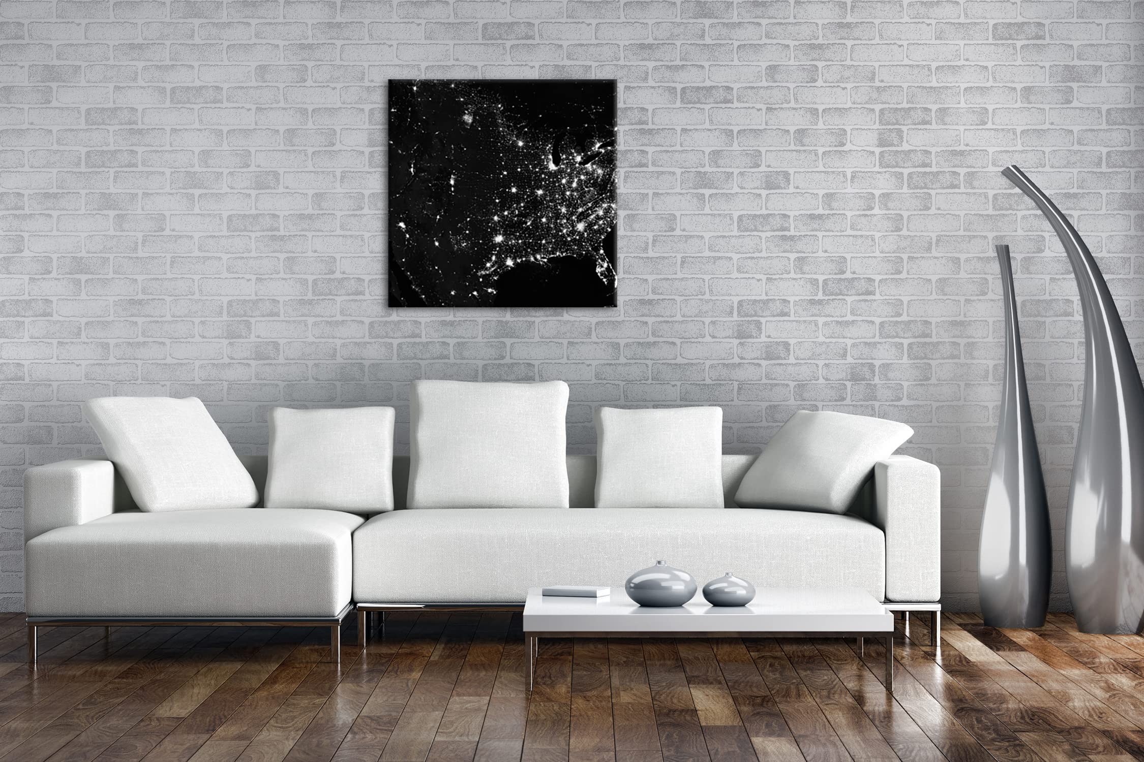 Kamaca - Lienzo decorativo (60 x 60 cm, marco de madera), color blanco y negro