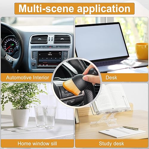 Miniatura 6 de GaRhomxy Cepillos para detalles del automóvil, cepillo suave para barrer el polvo del interior del automóvil, cepillo de cerdas suaves, herramienta