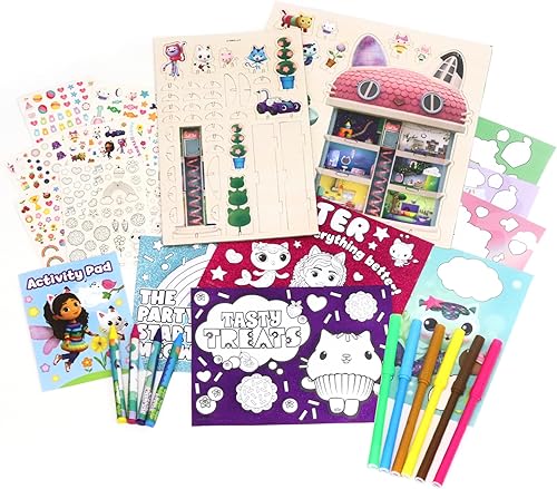 Miniatura 5 de Gabby's Dollhouse Deluxe Activity Set - Creatividad con calcomanías, coloración y más, hazaña. Gabby Cat and Friends, juego lleno de accesorios de