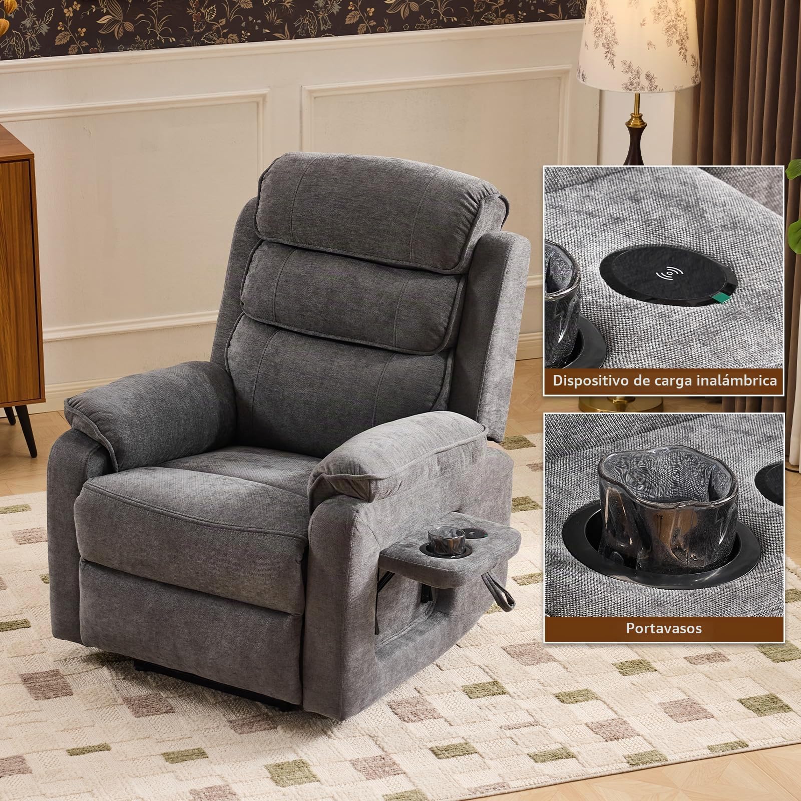LEADZM - Sillón eléctrico con masaje con cargador inalámbrico
