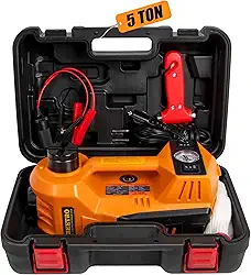 BEETRO Macaco Hidráulico Elétrico 3 em 1 com Bomba Infladora de Pneu, 5T (4,989 kg) Conector de Piso de Carro Elétrico DC 12V para Troca de Pneu de Emergência, Faixa de Elevação de 15 a 45 cm