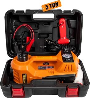 BEETRO Electric Car Jack 5 Ton 12V Hydraulic Jack Kit with Inflator Pump for Car Sedan MPV Tire Changing, Lifting Range 6-17.7''