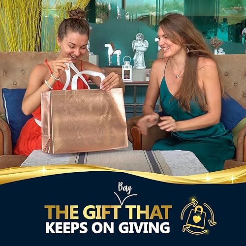Miniatura 74 de Nush Nush Bolsas de regalo doradas extragrandes – Juego de 12 bolsas de regalo reutilizables extra grandes con asas – Bolsas de regalo XL perfectas