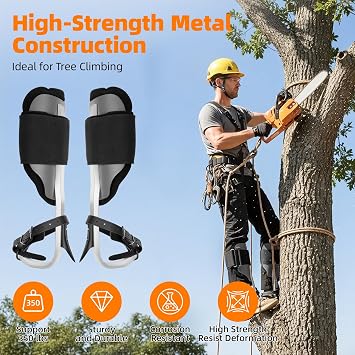 Tree Climbing Spikes, Tree Spikes for Tree Work, 350lbs Support, Height-Adjustable Tree Spurs with Straps & Spike Covers