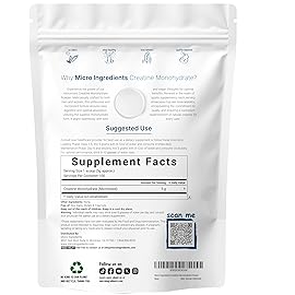 Creatine Monohydrate Powder 500 Grams (1.1 Lb), 5000mg Per Serv, Micronized Creatine Powder, Unflavored, Pure, No Filler, Keto & Vegan, Easy Dissolve Pre Workout Creatine for Women and Men