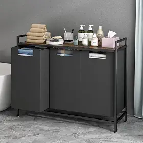 Cesto de Roupa Suja de 3 Sacos, Cesto de Armazenamento de Roupas com Tampa, Espaco de Armazenamento Extra na Parte Superior e Sacos de Roupa Removíveis Cesto